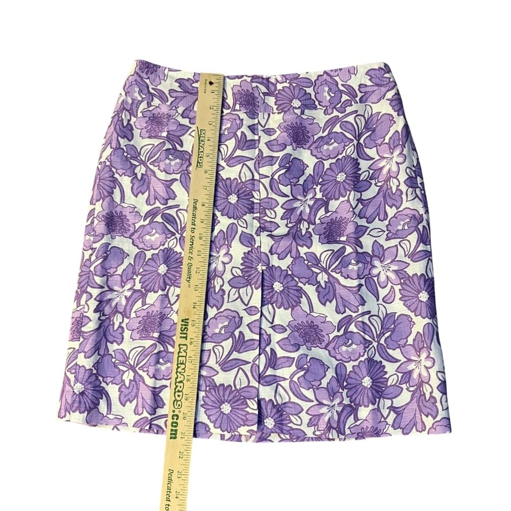 Ann Taylor LOFT Skirt Womens 8 NEW Purple Floral Linen Blend Lined - Picture 9 of 15